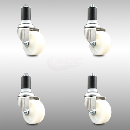 Service Caster 3 Inch 316SS Nylon Wheel Swivel 1-1/2 Inch Expanding Stem Caster Set SCC SCC-SS316EX20S314-NYS-112-4